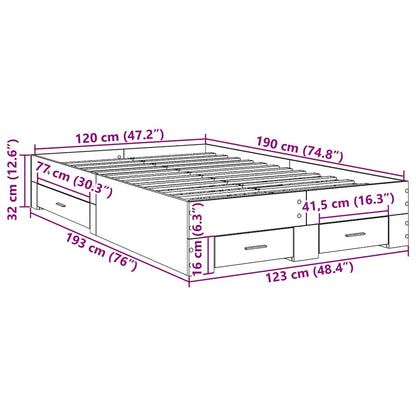 Bed Frame with Drawer Brown 120 x 190 cm Engineered Wood