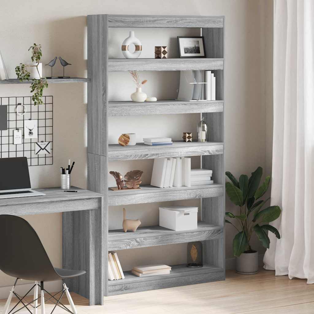 Book Cabinet Grey Sonoma 100 x 30 x 198 cm Engineered Wood