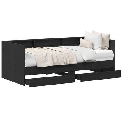 Day Bed with Drawer Grey 90 x 200 cm Engineered Wood