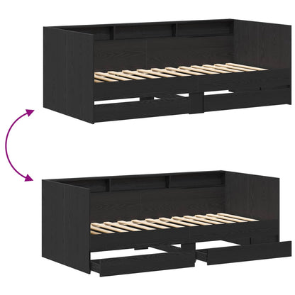 Day Bed with Drawer Grey 90 x 200 cm Engineered Wood