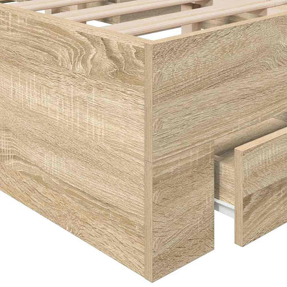Bed Frame with Drawer Brown 140 x 200 cm Engineered Wood