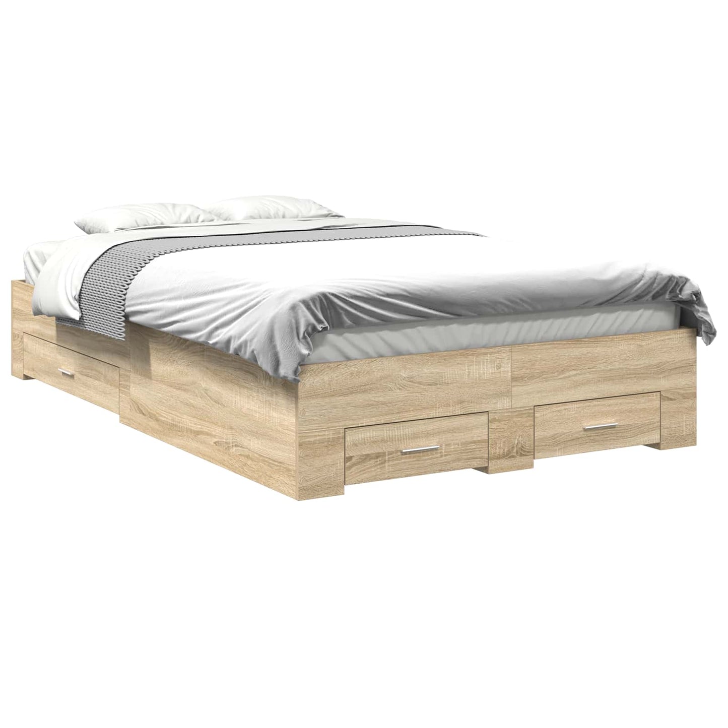 Bed Frame with Drawer Brown 140 x 200 cm Engineered Wood