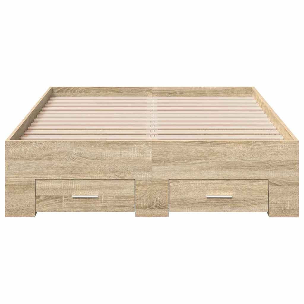 Bed Frame with Drawer Brown 140 x 200 cm Engineered Wood