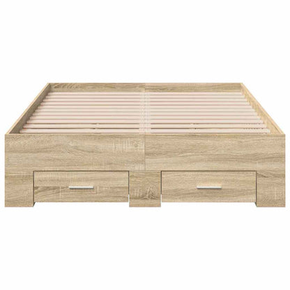 Bed Frame with Drawer Brown 140 x 200 cm Engineered Wood