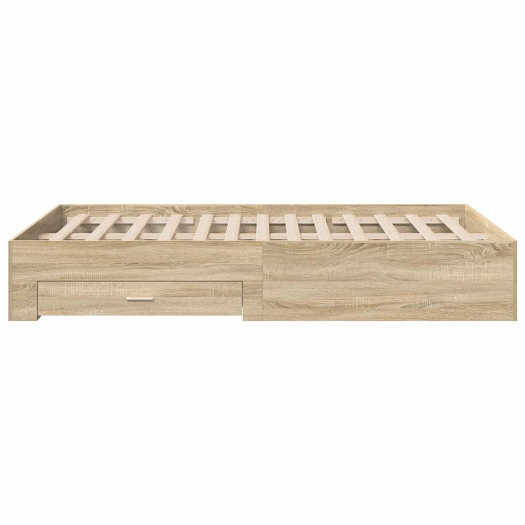 Bed Frame with Drawer Brown 140 x 200 cm Engineered Wood