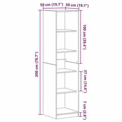 Wardrobe Black Oak 50 x 50 x 200 cm Engineered Wood