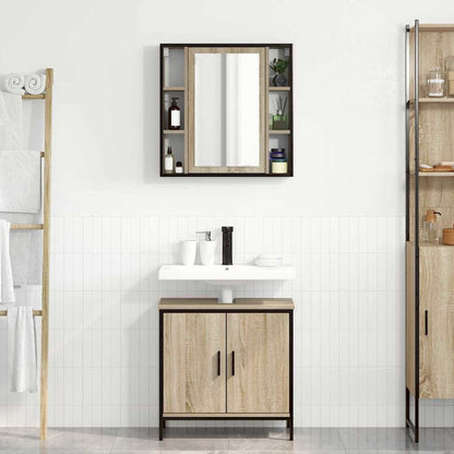 Bathroom Furniture Set with Shelf 2 pcs Brown Engineered wood