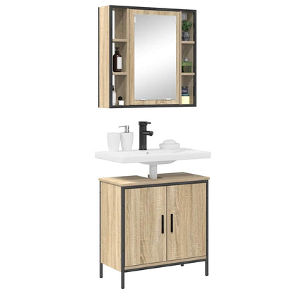 Bathroom Furniture Set with Shelf 2 pcs Brown Engineered wood