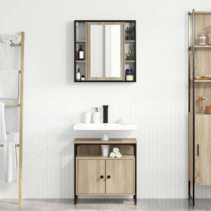 Bathroom Furniture Set with Shelf 2 pcs Brown Engineered wood