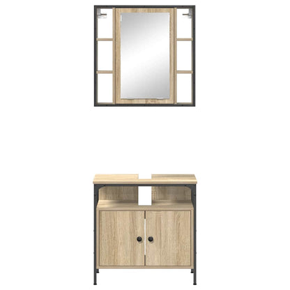 Bathroom Furniture Set with Shelf 2 pcs Brown Engineered wood