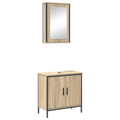 Bathroom Furniture Set with Shelf 2 pcs Brown Engineered wood