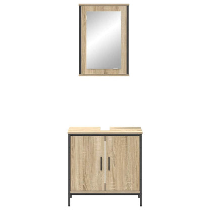 Bathroom Furniture Set with Shelf 2 pcs Brown Engineered wood