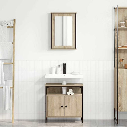 Bathroom Furniture Set with Shelf 2 pcs Brown Engineered wood