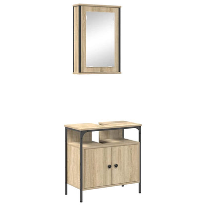 Bathroom Furniture Set with Shelf 2 pcs Brown Engineered wood
