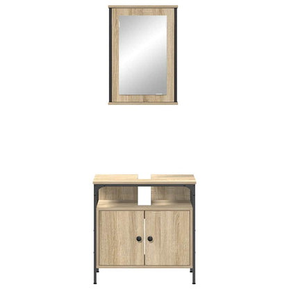 Bathroom Furniture Set with Shelf 2 pcs Brown Engineered wood