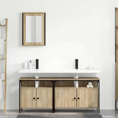 Bathroom Furniture Set with Shelf 3 pcs Brown Engineered wood
