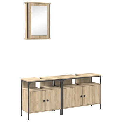 Bathroom Furniture Set with Shelf 3 pcs Brown Engineered wood