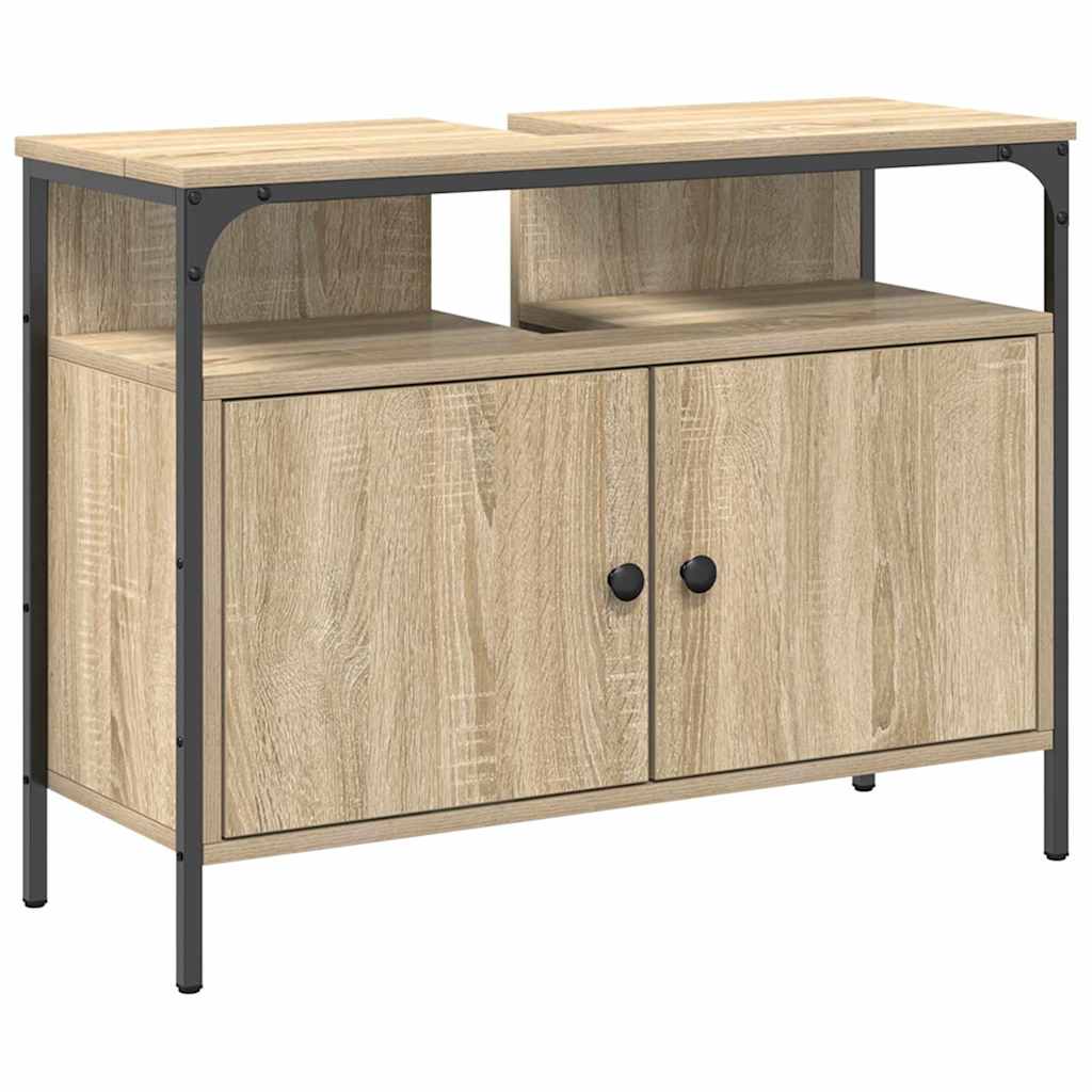 Bathroom Furniture Set with Shelf 3 pcs Brown Engineered wood