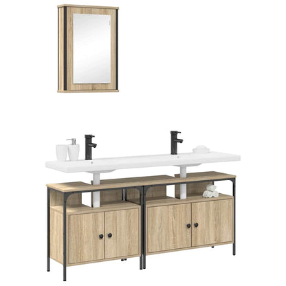 Bathroom Furniture Set with Shelf 3 pcs Brown Engineered wood