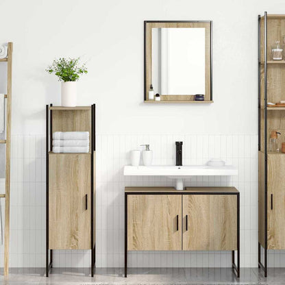 Bathroom Furniture Set with Shelf 3 pcs Brown Engineered wood