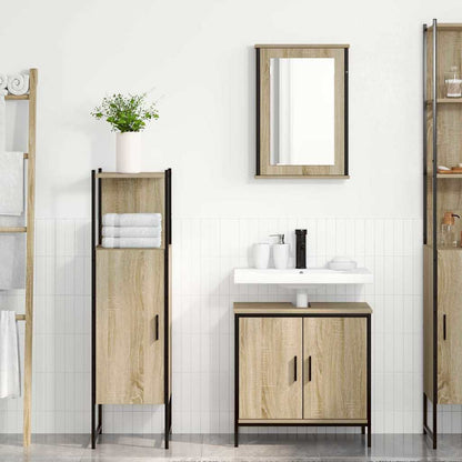 Bathroom Furniture Set with Shelf 3 pcs Brown Engineered wood