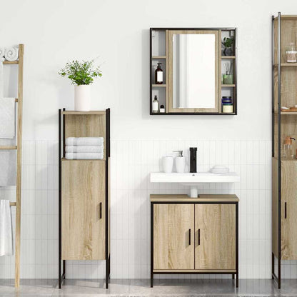 Bathroom Furniture Set with Shelf 3 pcs Brown Engineered wood