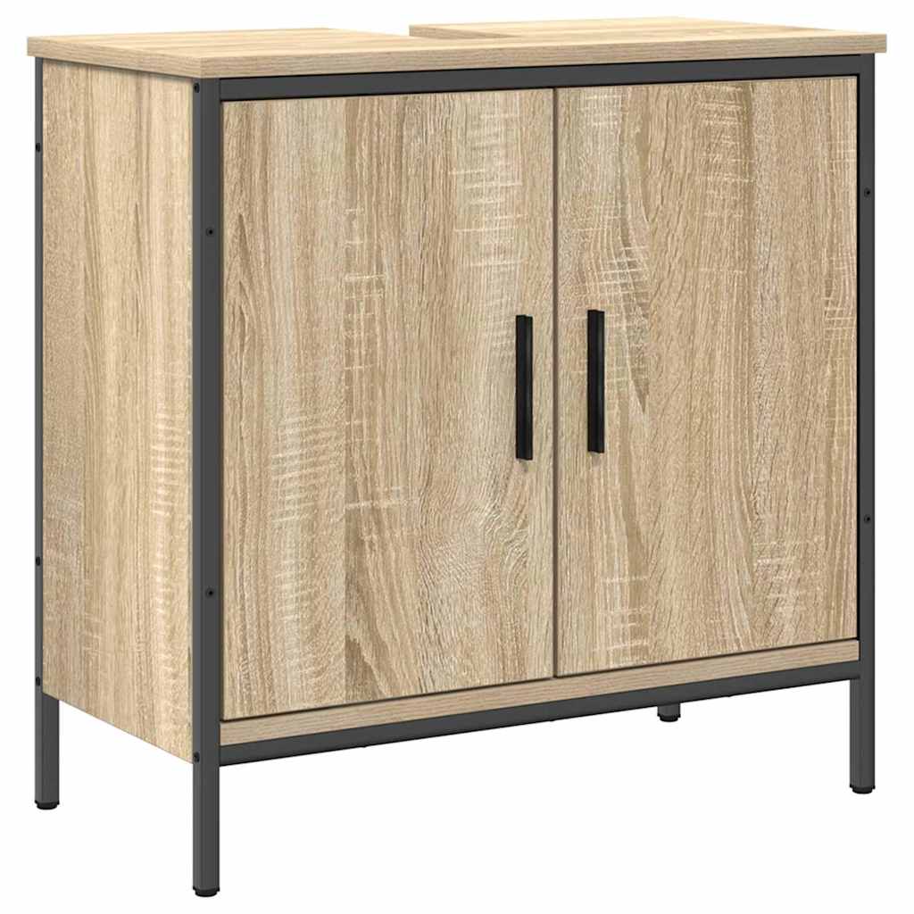 Bathroom Furniture Set with Shelf 3 pcs Brown Engineered wood
