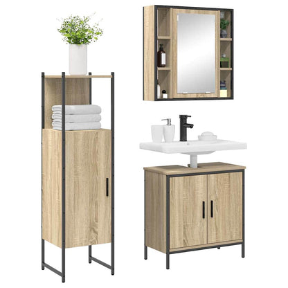 Bathroom Furniture Set with Shelf 3 pcs Brown Engineered wood