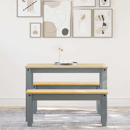 3 Piece Dining Set PANAMA Grey Solid Wood Pine