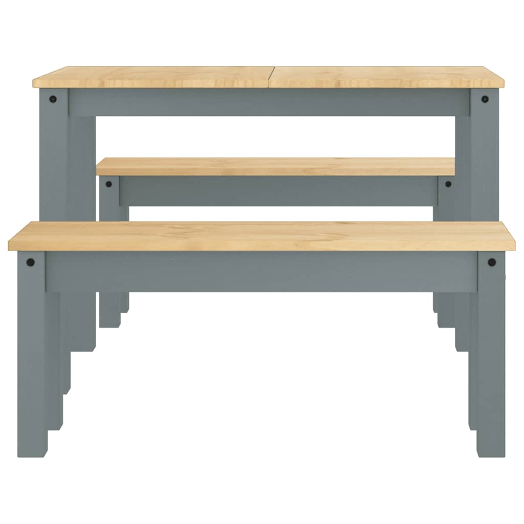 3 Piece Dining Set PANAMA Grey Solid Wood Pine