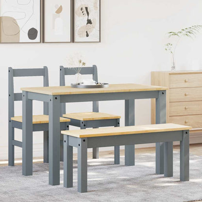 4 Piece Dining Set PANAMA Grey Solid Wood Pine