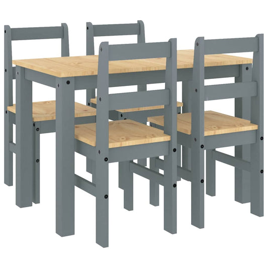 5 Piece Dining Set PANAMA Grey Solid Wood Pine