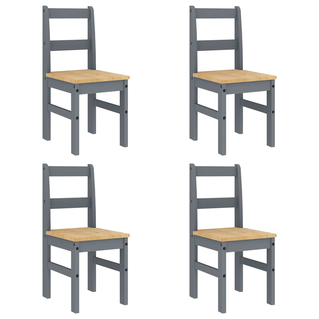 5 Piece Dining Set PANAMA Grey Solid Wood Pine