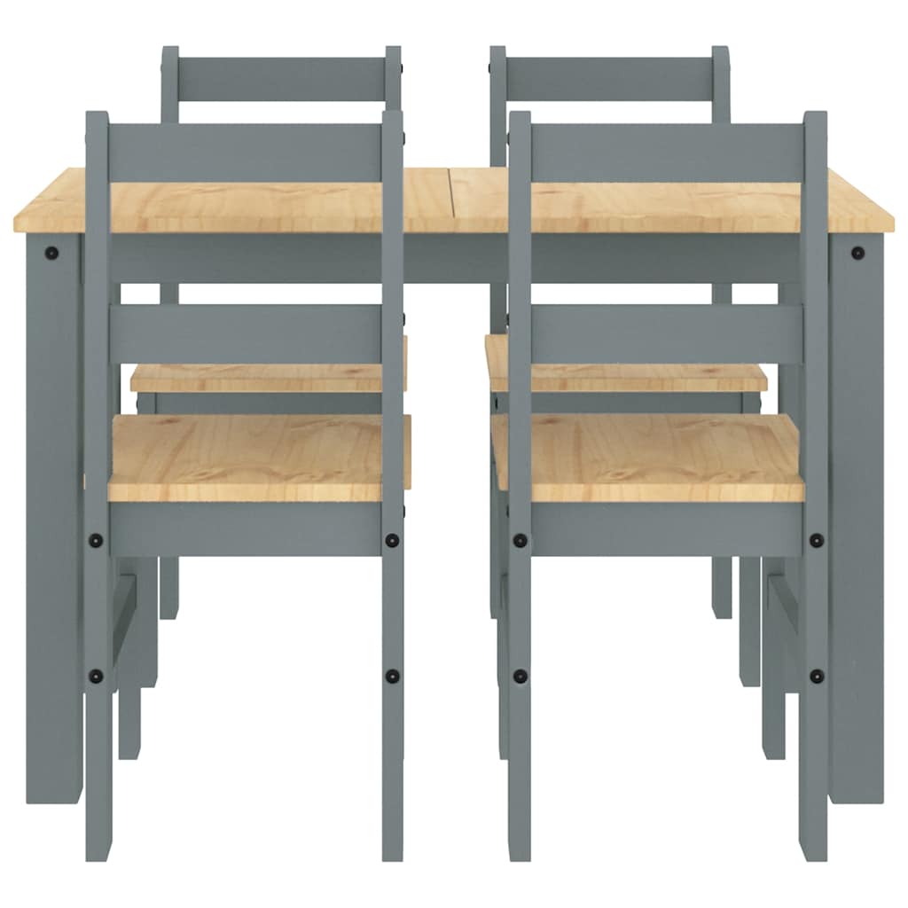 5 Piece Dining Set PANAMA Grey Solid Wood Pine