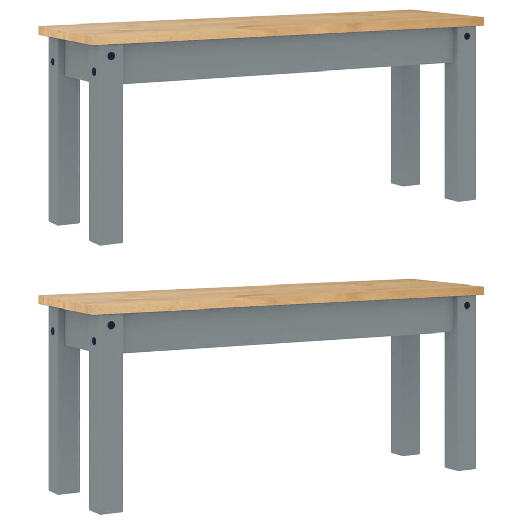 3 Piece Dining Set PANAMA Grey Solid Wood Pine