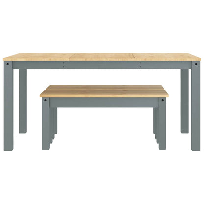 3 Piece Dining Set PANAMA Grey Solid Wood Pine
