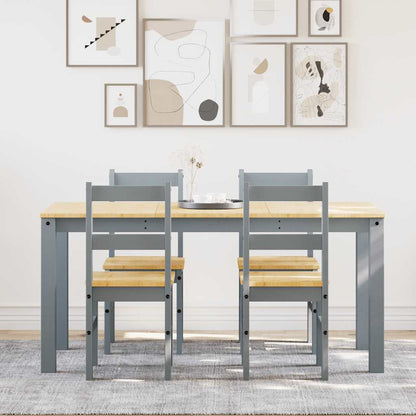 5 Piece Dining Set "PANAMA" Grey Solid Wood Pine