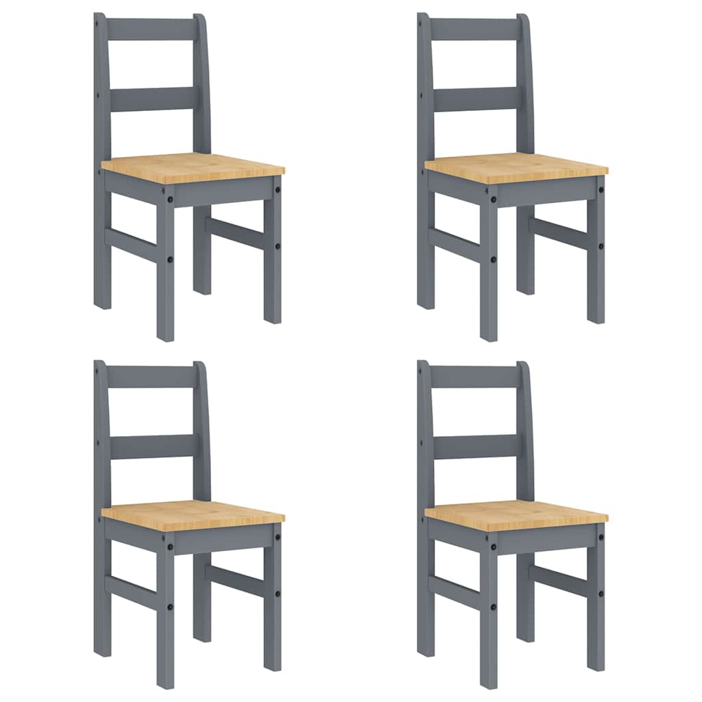 5 Piece Dining Set "PANAMA" Grey Solid Wood Pine