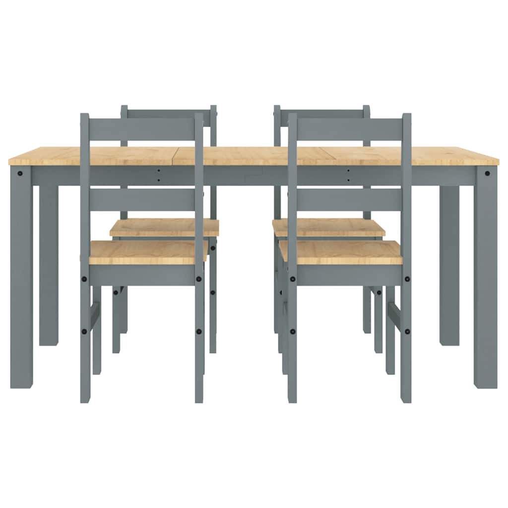 5 Piece Dining Set "PANAMA" Grey Solid Wood Pine