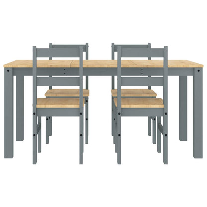 5 Piece Dining Set "PANAMA" Grey Solid Wood Pine