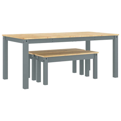 3 Piece Dining Set PANAMA Grey Solid Wood Pine