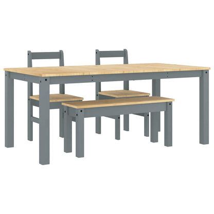4 Piece Dining Set PANAMA Grey Solid Wood Pine