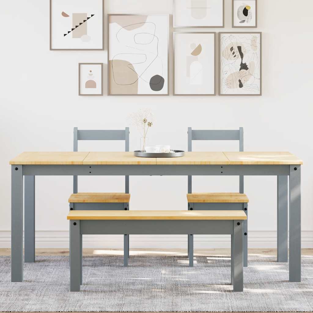 4 Piece Dining Set PANAMA Grey Solid Wood Pine