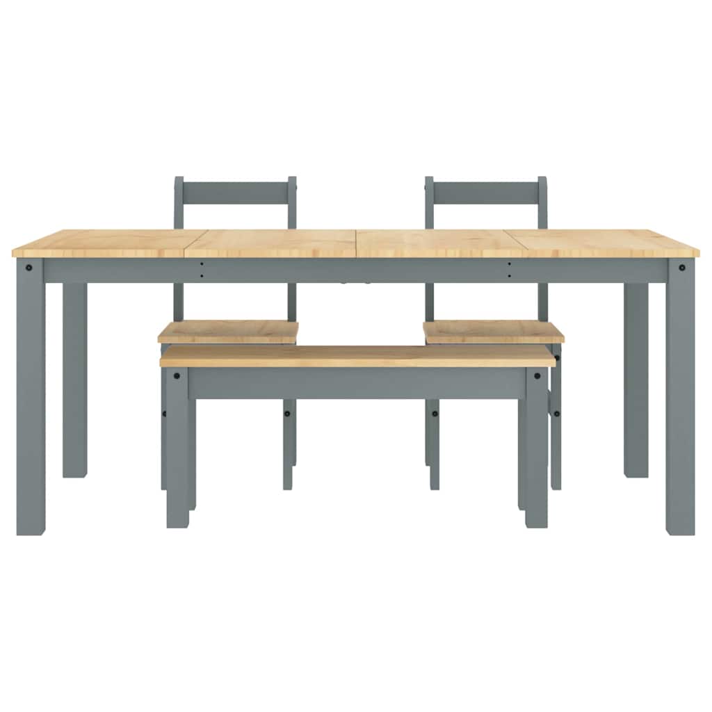 4 Piece Dining Set PANAMA Grey Solid Wood Pine