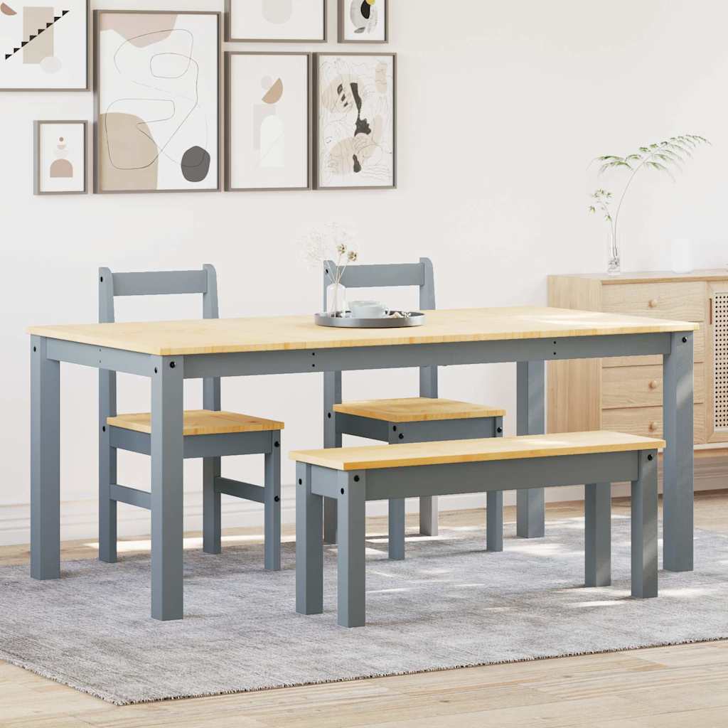 4 Piece Dining Set PANAMA Grey Solid Wood Pine