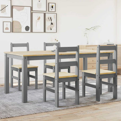 5 Piece Dining Set PANAMA Grey Solid Wood Pine
