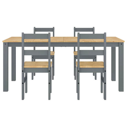 5 Piece Dining Set PANAMA Grey Solid Wood Pine