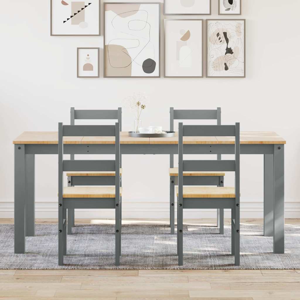 5 Piece Dining Set PANAMA Grey Solid Wood Pine