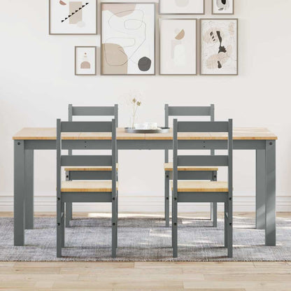 5 Piece Dining Set PANAMA Grey Solid Wood Pine