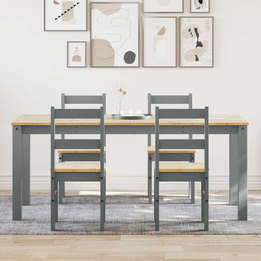 5 Piece Dining Set PANAMA Grey Solid Wood Pine